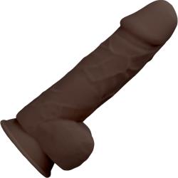 RealRock Ultra Dual Density Silicone Dildo with Balls, 8.5 Inch, Brown