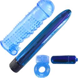 Classix Ultimate Pleasure Couples Kit with 7 Inch Vibe, Blue