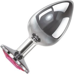 Adam and Eve Pink Gem Anal Plug, 3.75 Inch, Silver/Pink