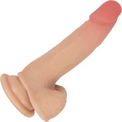 Realcocks Self Lubricating Dildo with Bendable Inner Spine, 6 Inch, Vanilla