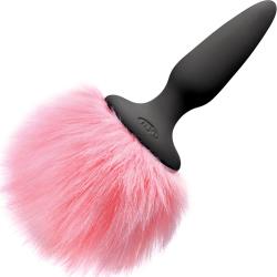 Bunny Tails Mini Butt Plug with Fur, Black/Pink