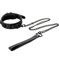 Sinful Adjustable Collar and Leash, 1 Inch Wide, Black