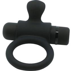 nu Sensuelle Silicone Vibrating Cock Ring with Tongue, Black