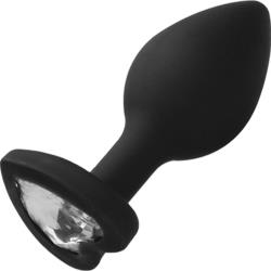 Ouch! Diamond Heart Silicone Butt Plug, 2.9 Inch, Black