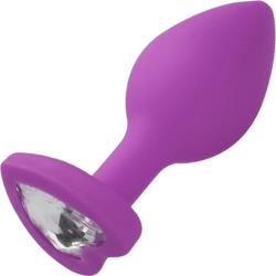 Ouch! Diamond Heart Silicone Butt Plug, 2.9 Inch, Purple