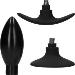 Ouch! Interchangeable Rounded Head Butt Plug Set, 4.33 Inch, Black