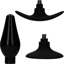 Ouch! Interchangeable Pointed Head Butt Plug Set, 3.9 Inch, Black