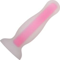 Luminous Silicone Butt Plug with Suction Cup, 4.15 Inch, Pink
