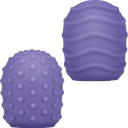Le Wand Silicone Textured Covers Droplet and Spiral, 3 Inch, Violet