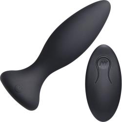 A-Play Vibe Beginner Rechargeable Silicone Anal Plug with Remote, 4.75 Inch, Black