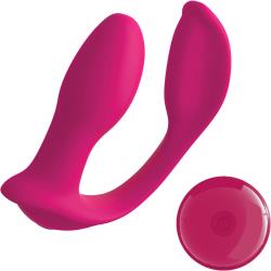 3Some Double Ecstasy Remote Controlled Silicone Vibrator, 4.1 Inch, Red
