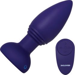 Evolved Smooshy Tooshy Remote Controlled Butt Plug, 5.25 Inch, Purple