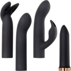 Evolved Four Play Vibrating Set with Bullet and 3 Interchangeable Sleeves, Black