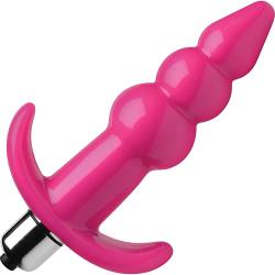Frisky Bubbling Ribbed Vibrating Anal Plug, 4.3 Inch, Pink
