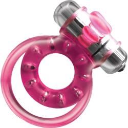 Wet Dreams Magnetized Vibrating Magnetic Cock Ring with Dual Straps, Pink