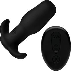 Silicone Anal Plug with Remote Control, 3.15 Inch, Black