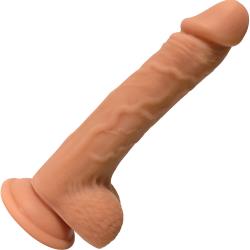 Easy Riders Dual Density Silicone Dong with Balls, 9 Inch, Flesh