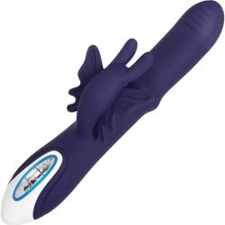 Evolved Put a Ring On It Butterfly Rechargeable Silicone Vibrator, 9.25 Inch, Blue
