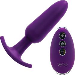 VeDO Bump Plus Remote Control Silicone Butt Plug, 5 Inch, Deep Purple