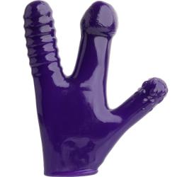 OxBalls CLAW Rubbery Stretchy Glove with 3 Different Dildos, Eggplant Ice
