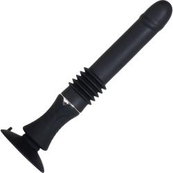 Evolved Love Thrust Silicone Vibrator with Suction Cup, 11 Inch, Black