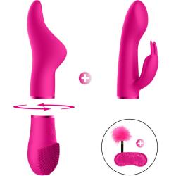 Pleasure Kit No 1 Vibrator with Clitoral and Rabbit Attachments, Pink
