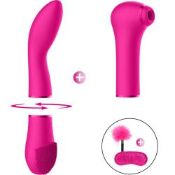 Pleasure Kit No 2 Vibrator with Suction Pulse Wave and G-spot Attachments, Pink