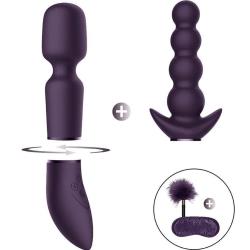 Pleasure Kit No 3 Vibrator with Clitoral Wand and Beads Attachments, Purple