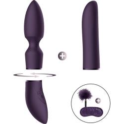 Pleasure Kit No 4 Vibrator with Clitoral and Classic Attachments, Purple