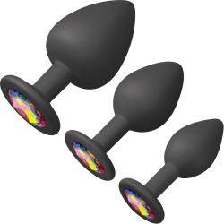 Glams Spades Silicone Butt Plug 3-Piece Trainer Kit, Black