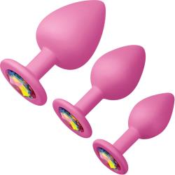 Glams Spades Silicone Butt Plug 3-Piece Trainer Kit, Pink