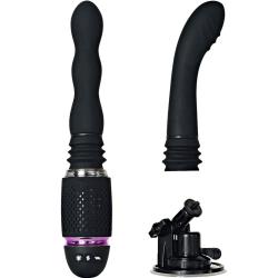 Evolved Thrust & Go Vibrator with 2 Silicone Shaft Attachments, Black