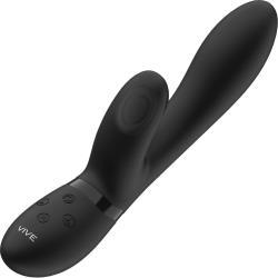Vive Kyra Pulse Rechargeable Silicone Rabbit Vibrator, 8.4 Inch, Black