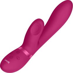 Vive Kyra Pulse Rechargeable Silicone Rabbit Vibrator, 8.4 Inch, Pink