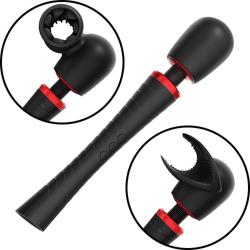 Man Wand Xtreme Rechargeable Silicone Wand with Attachments, 12 Inch, Black