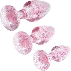 Booty Spark Glitter Gem Set of 3 Anal Plugs, Pink