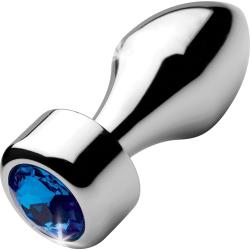 Booty Sparks Blue Gem Weighted Anal Plug, 3.1 Inch, Silver/Blue