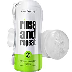 Happy Ending Rinse and Repeat Classic Stroker Pussy Masturbator, Clear