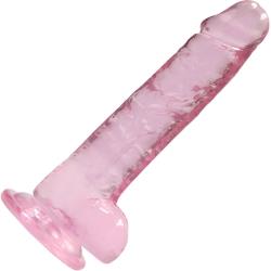 RealRock Realistic Crystal Clear Dildo with Balls, 7 Inch, Pink
