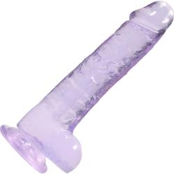 RealRock Realistic Crystal Clear Dildo with Balls, 8 Inch, Purple