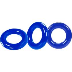 Oxballs Willy Rings 3-Pack Cockrings, 1.5 Inch, Police Blue
