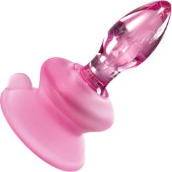 Icicles No 90 Glass Anal Plug with Silicone Suction Cup, 3.25 Inch, Pink