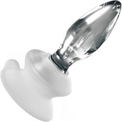 Icicles No 91 Glass Anal Plug with Silicone Suction Cup, 4 Inch, Clear
