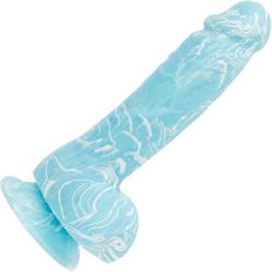Addiction Brandon Glow-in-the-Dark Vibrating Dong with Balls, 7.5 Inch, Blue