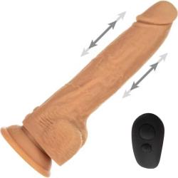 Naked Addiction Thrusting Dong with Remote Control, 9 Inch, Caramel