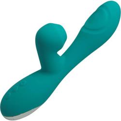 Alive Caribbean Shine Vibrator with Pulsations and Clitoral Suction, 8.25 Inch, Turquoise