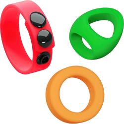 Love to Love Kit Neon Ring 3-Piece Cockring, Multicolored