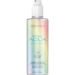 Wicked Simply Aqua Water Based Lubricant with Olive Leaf Extract, 4 fl.oz (120 mL), Special Edition
