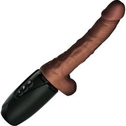 King Cock Plus Heated Thrusting Cock with Balls, 7.5 Inch, Chocolate