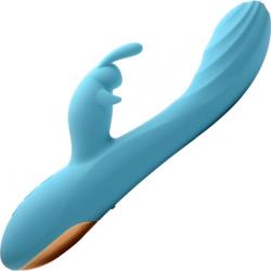 Power Bunnies Snuggles 10X Silicone Rabbit Vibrator, 8.3 Inch, Teal